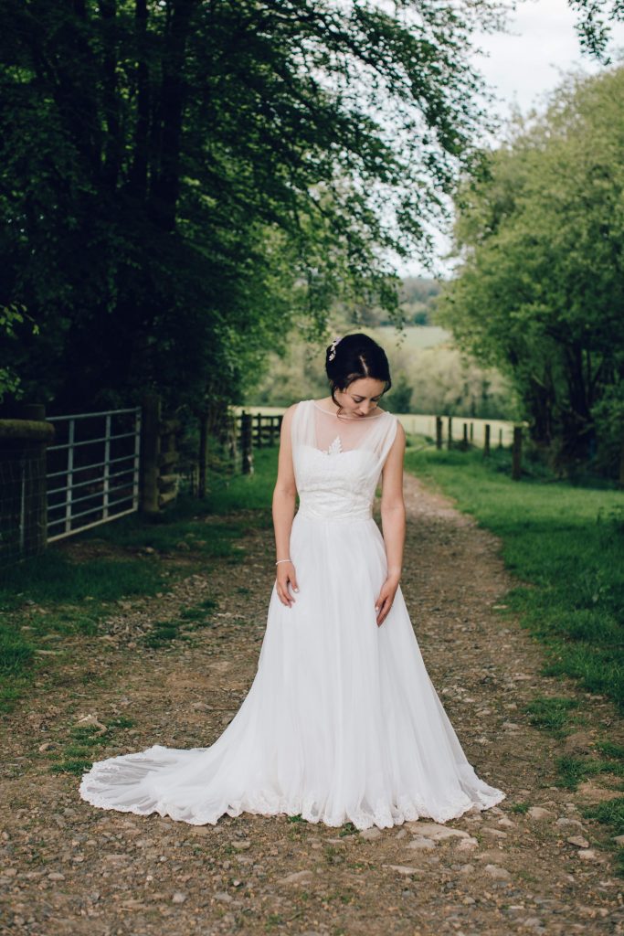 Cotton tulle wedding dress with beaded lace details - Freja Designer ...