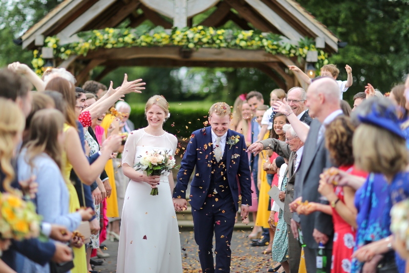 soft silk wedding dress confetti