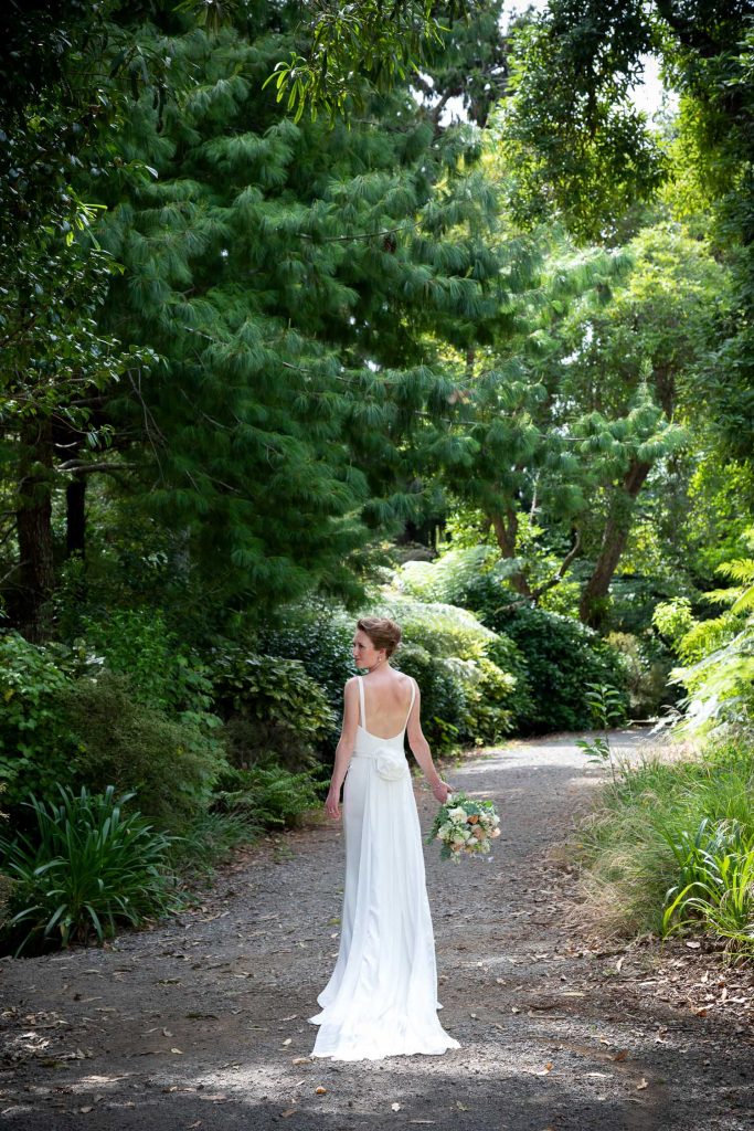 back view of new zealand bride 