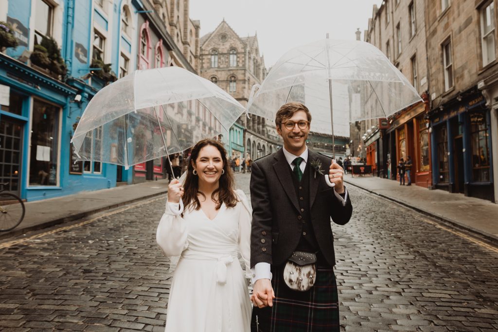 Photograph of the couple at Victoria Street in Edinburgh