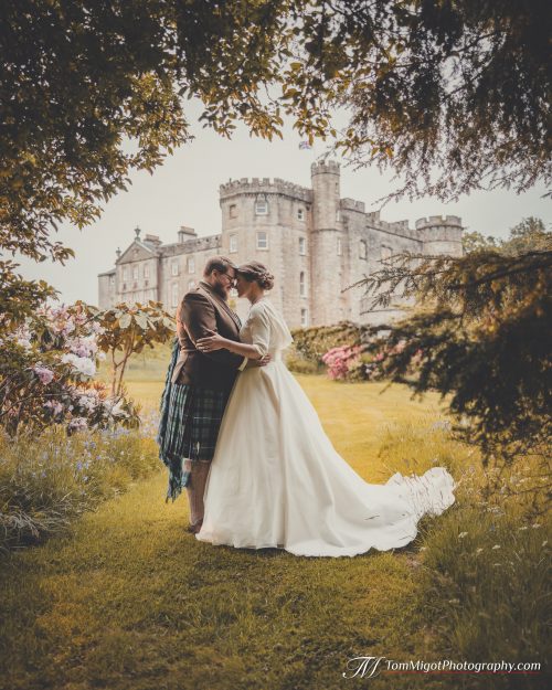 Silk organza wedding dress for Lochside wedding